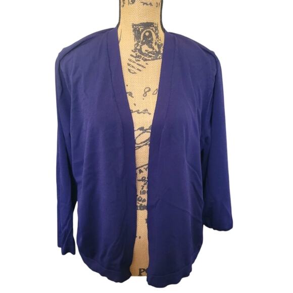 2X Talbots Petites Navy Blue Open Front Cardigan Sweater - Picture 1 of 3